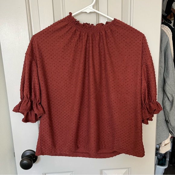 Madewell Rust Ruffled Blouse - Picture 1 of 5